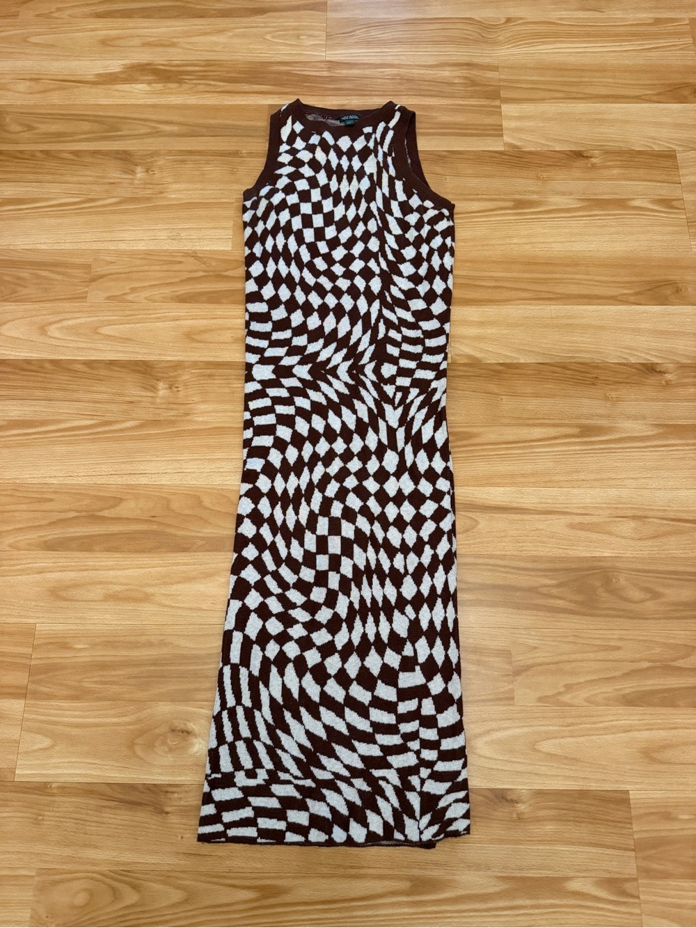Wild Fable Brown & Cream Optical Knit Tank Maxi Dress (sz Small)